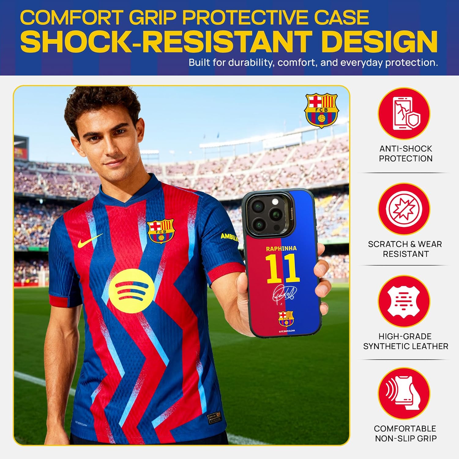 Husă de telefon, Raphina 11 Limited Edition, FC Barcelona, compatibilă cu iPhone 16 Pro Max