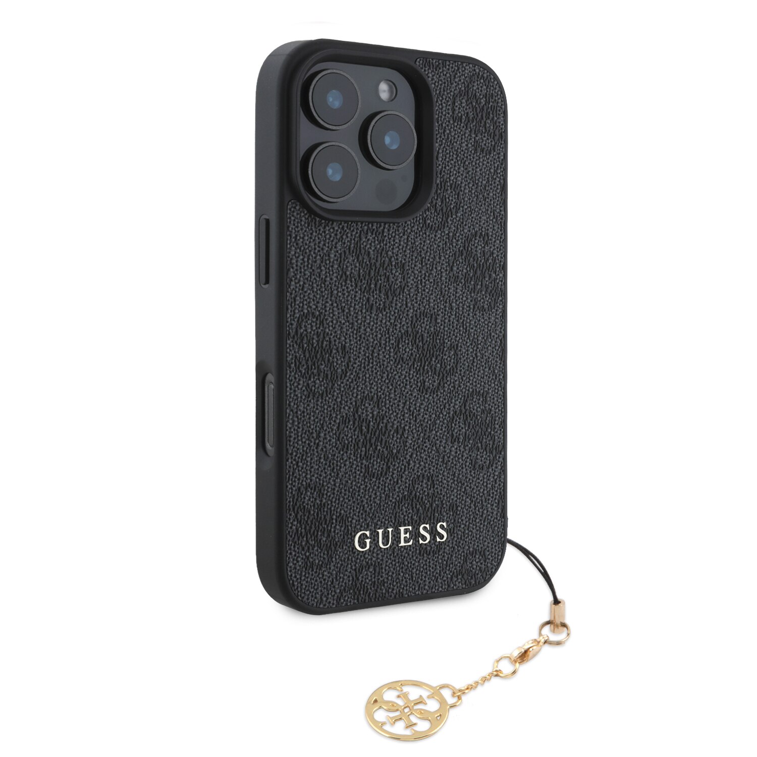 Husa de protectie Guess 4G Charm pentru iPhone 16 Pro Max, Tone on Tone Gri