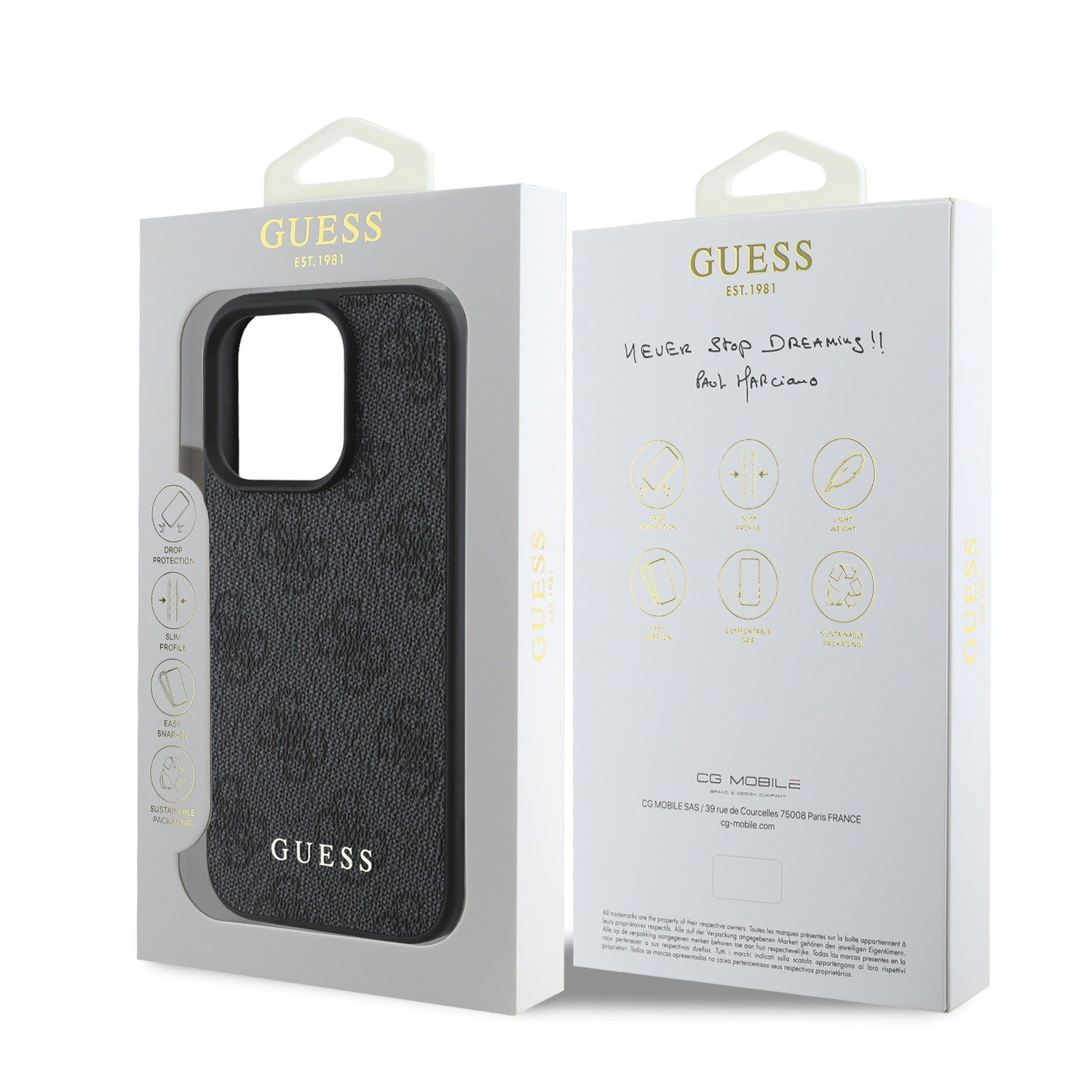 Husa de protectie Guess 4G Charm pentru iPhone 16 Pro Max, Tone on Tone Gri