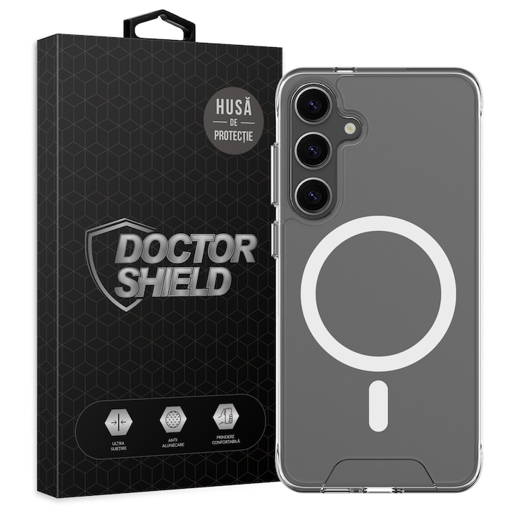 Husa de Protectie, Compatibila Samsung Galaxy S25 Plus, Doctor Shield Fantom, MagSafe - Transparent
