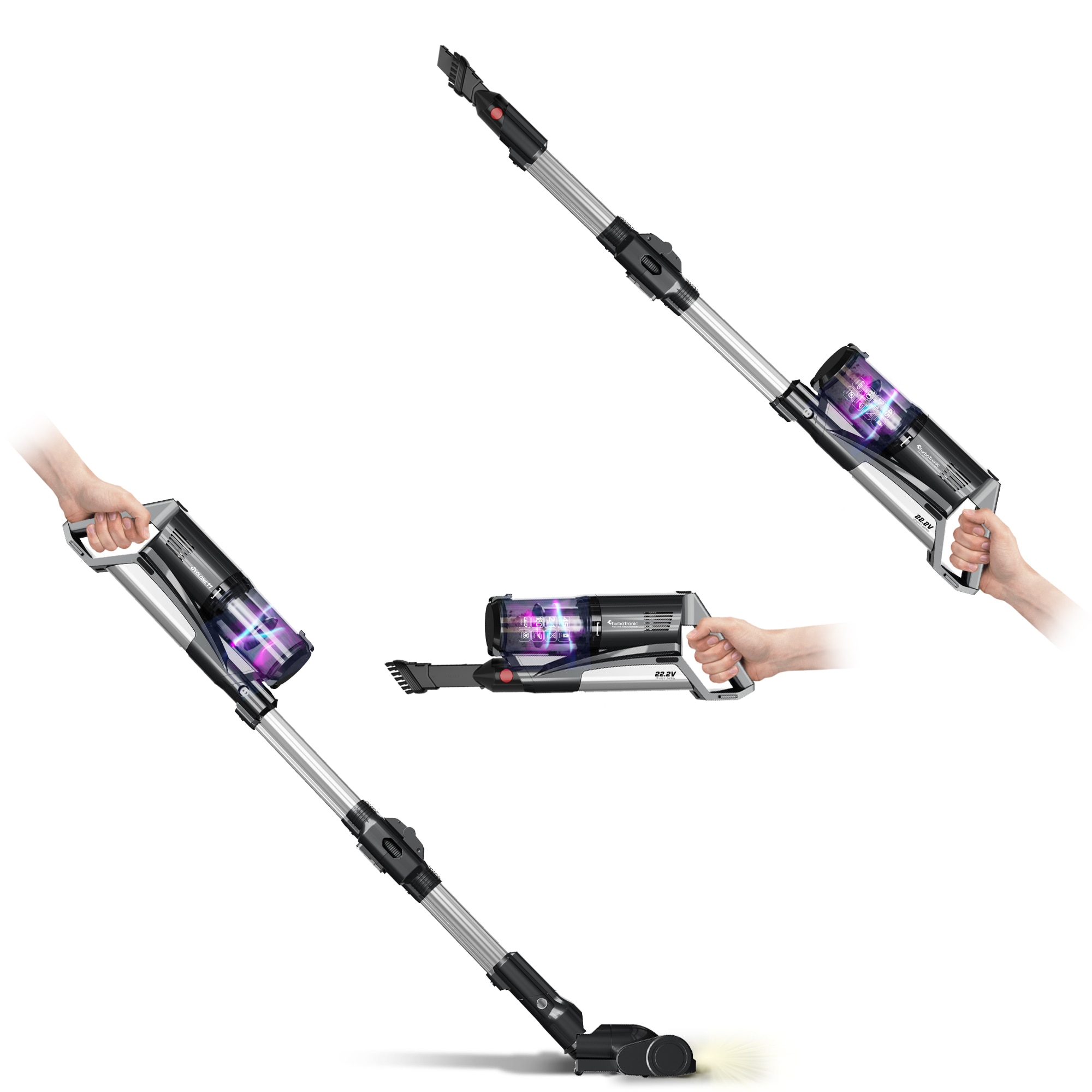 Aspirator portabil 2in1 TurboTronic TT-CV11 Cyclone11 Ultra-Light Stick, 0, 6l, baterie Li-ion, 22, 2V, 45 minute autonomie, negru