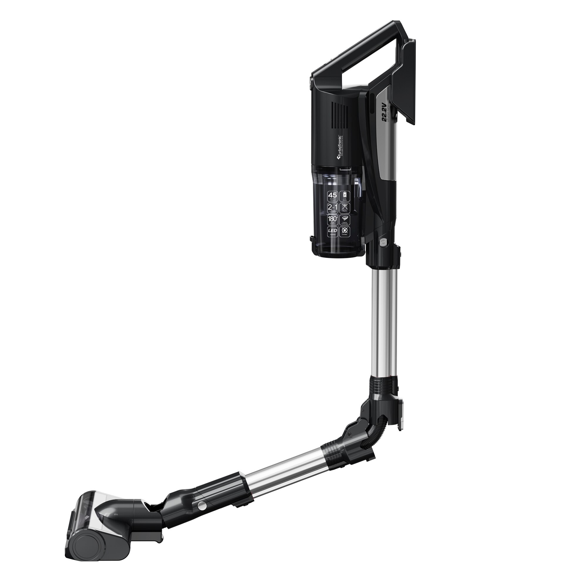 Aspirator portabil 2in1 TurboTronic TT-CV11 Cyclone11 Ultra-Light Stick, 0, 6l, baterie Li-ion, 22, 2V, 45 minute autonomie, negru