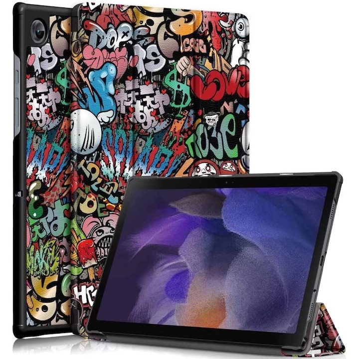 Husa Slim Sigloo, Smart Cover, Trifold, pentru tableta Samsung Galaxy Tab A8 10.5inch (2022/2021) SM-X200 / X205 / X207, model Graffity