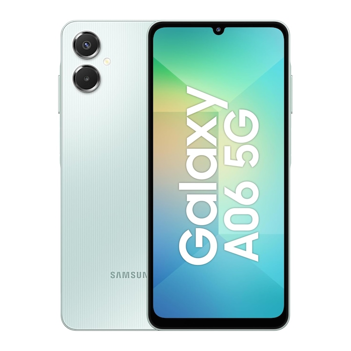 Telefon mobil Samsung Galaxy A06, 64GB, 4GB RAM, 5G, Light Green