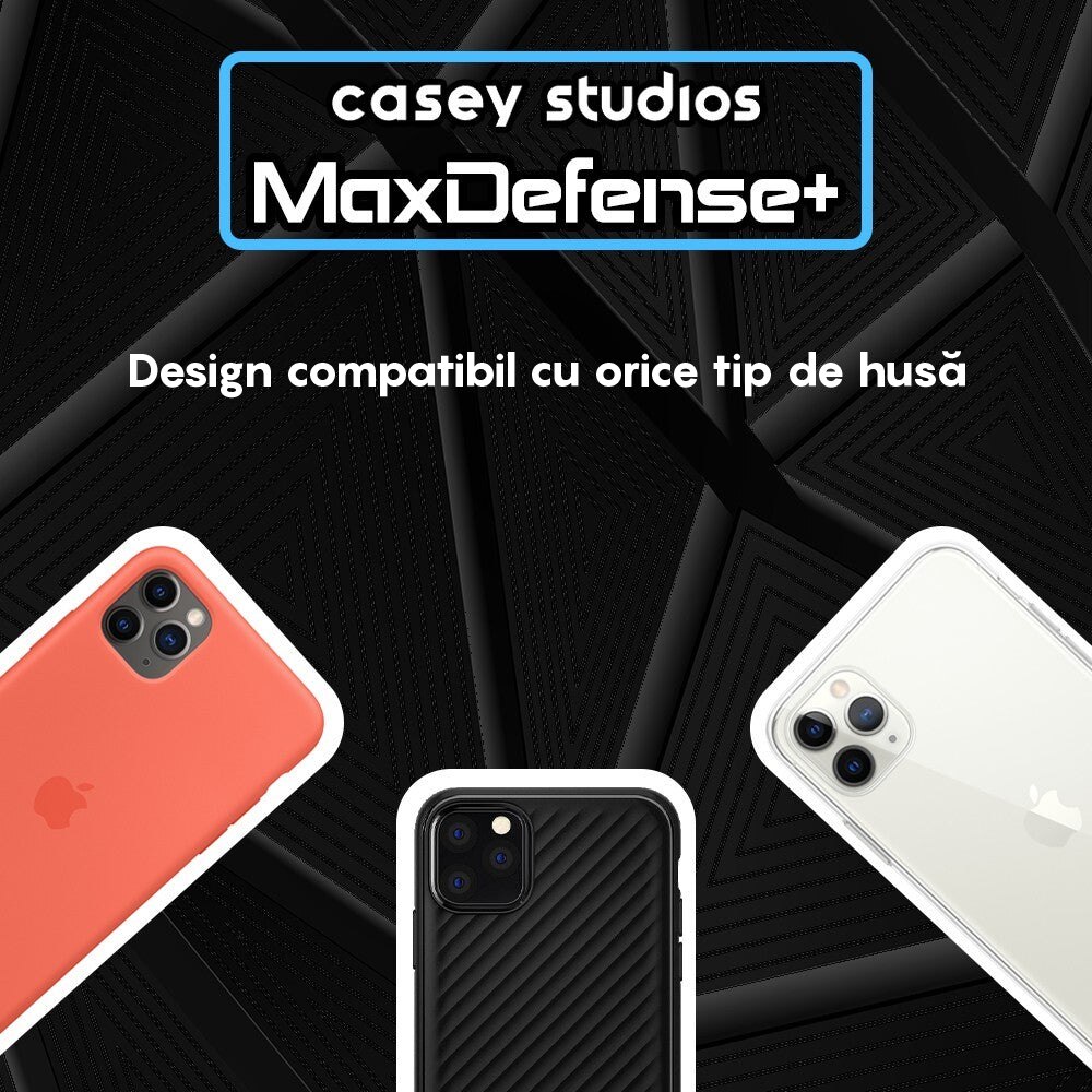Set 2x Folie Sticla Camera compatibil cu iPhone 11 Pro Max / 11 Pro, CASEY STUDIOS™ MaxDefense+, Protectie Securizata, Duritate 9H, Full Cover, Anti Zgarieturi, Ultra HD, Protectie Profesionala Camere 3D, Anti Zgarieturi, Anti Socuri
