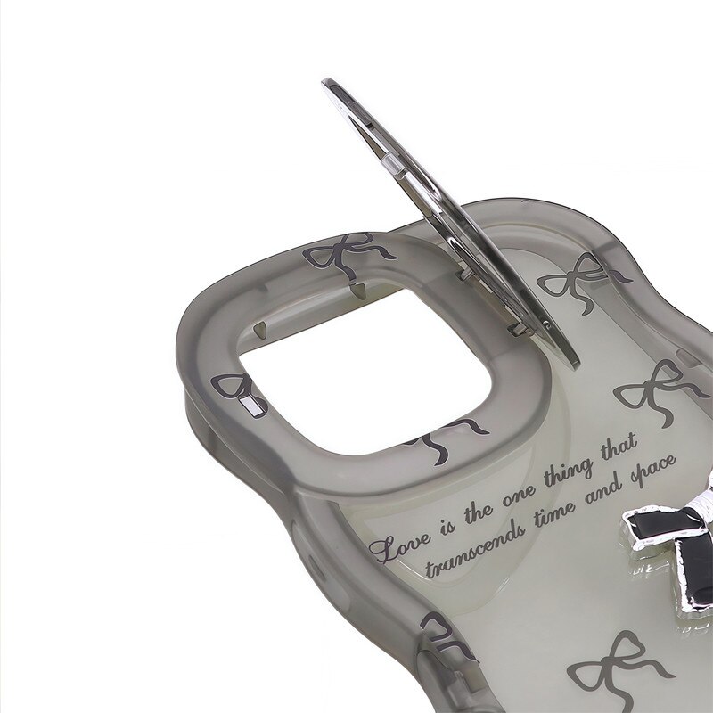Husa protectie telefon, Pentru iPhone 16 Pro Max, cu Suporturi Duble, Silicon, Papion, Negru