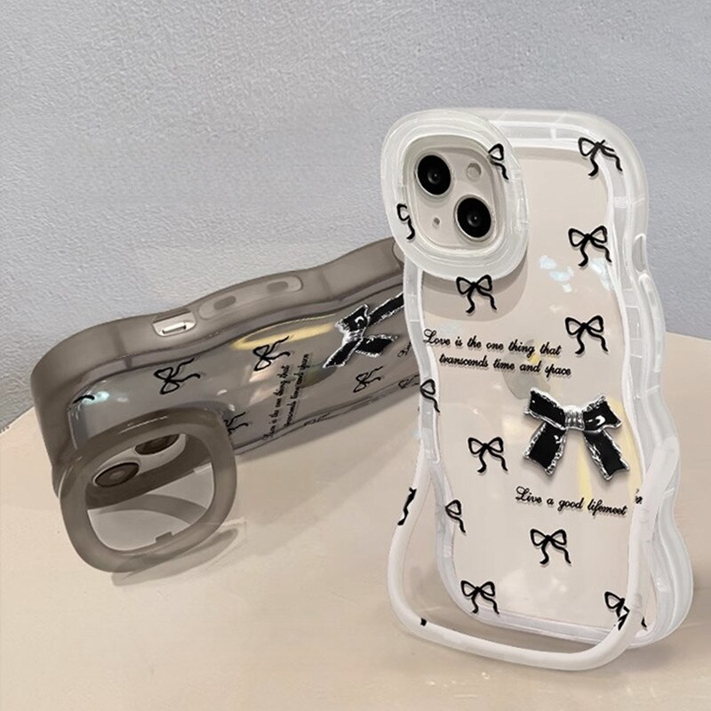 Husa protectie telefon, Pentru iPhone 16 Pro Max, cu Suporturi Duble, Silicon, Papion, Negru