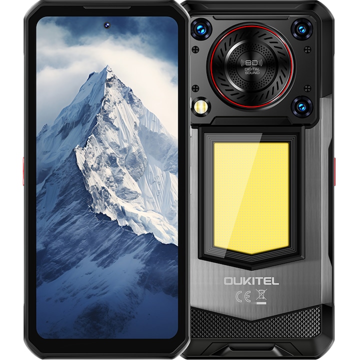Telefon mobil Oukitel WP56, Dual SIM, 5G, Octa-Core Dimensity 7050, 6.8-inch 120Hz IPS, 24GB RAM, 256GB, Lanterna SOS Puternica, NFC, 16000mAh, 45W, IP68/IP69K, Android 15, Grey