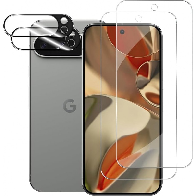 Set 2 Folii Protectie Ecran si 2 Folii Protectie Camera pentru Google Pixel 9 Pro XL, Sticla Securizata, Transparenta, Anti-Zgarieturi