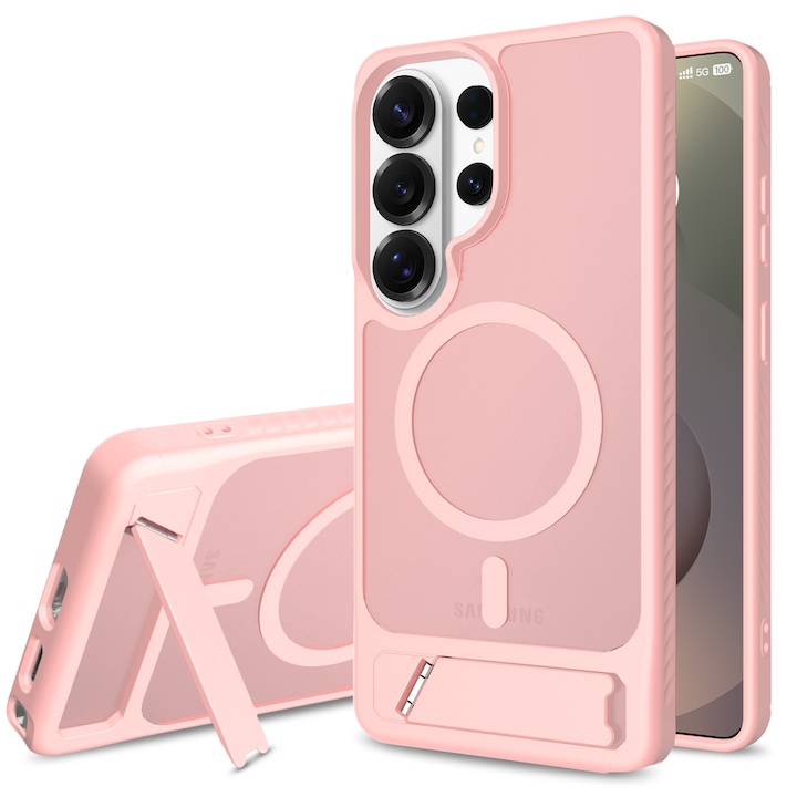 Husa de protecție pentru Samsung Galaxy S26 Ultra, suport ajustabil, protecție de nivel militar, roz deschis