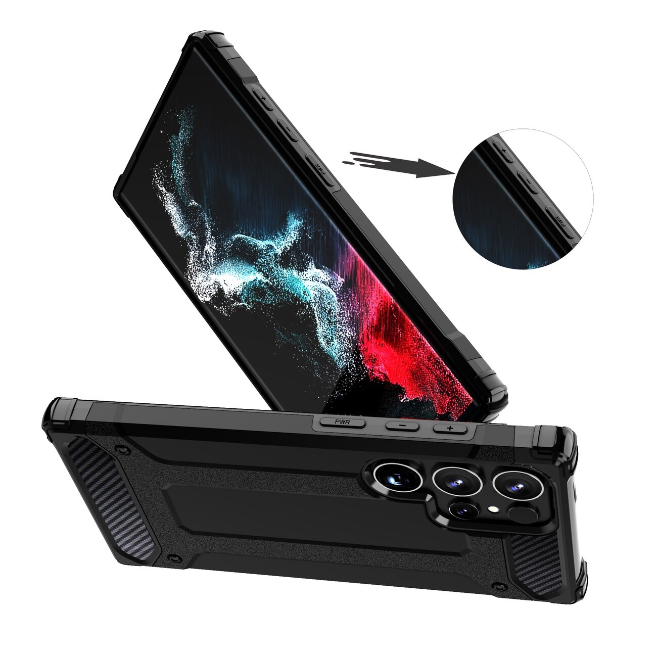 Carcasa Rugged Hybrid Armor compatibila cu Samsung Galaxy S24 Ultra Black