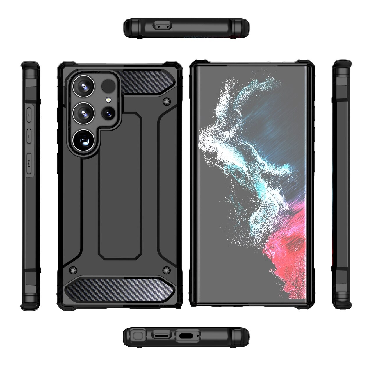 Carcasa Rugged Hybrid Armor compatibila cu Samsung Galaxy S24 Ultra Black