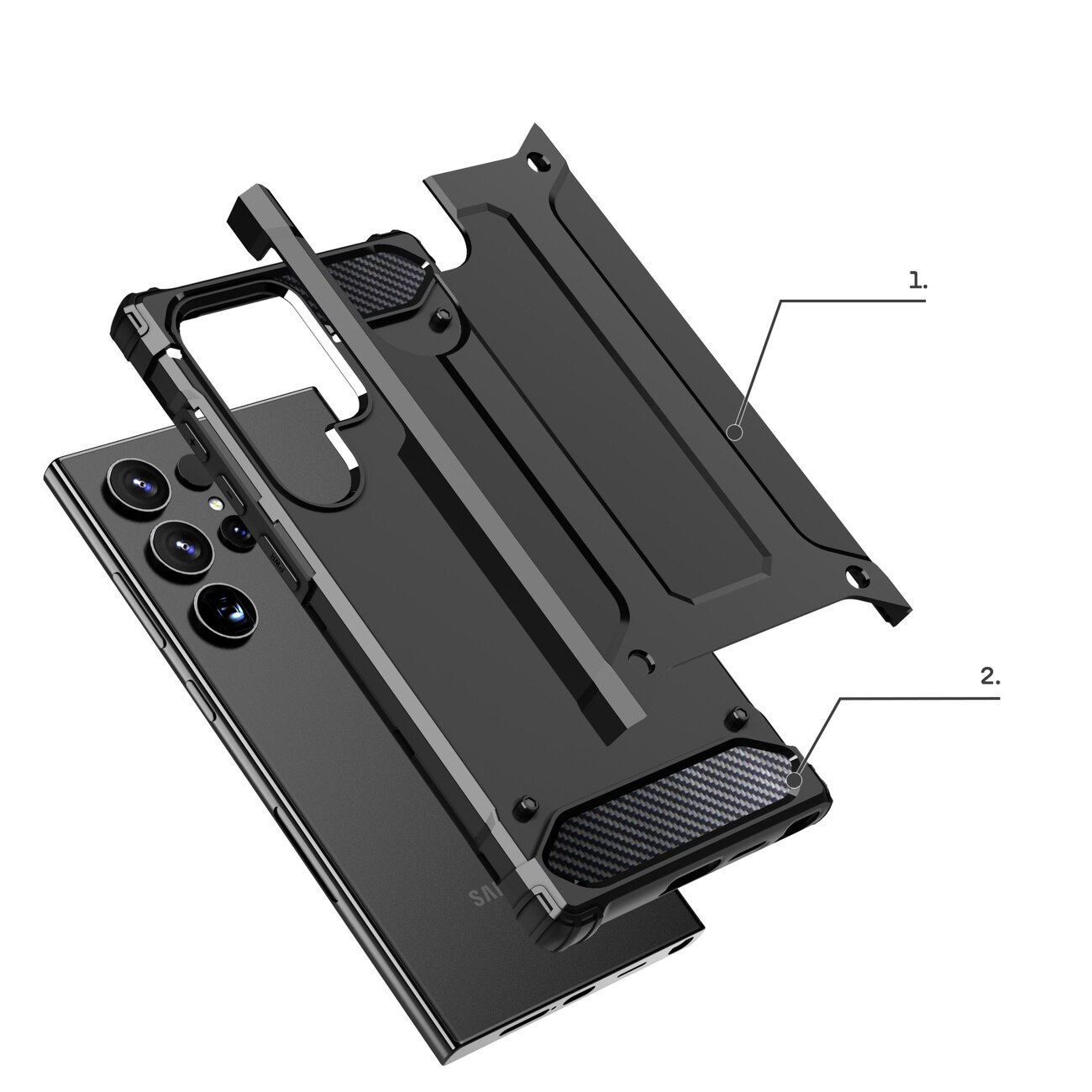 Carcasa Rugged Hybrid Armor compatibila cu Samsung Galaxy S24 Ultra Black