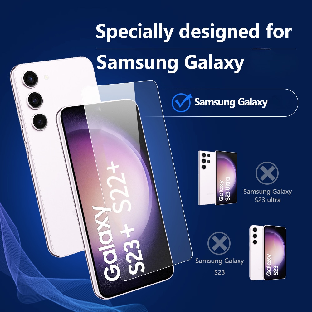 Folie Sticla Securizata pentru Samsung Galaxy S23+ /S22+ [2 Bucati], Protectie Ecran Anti-Zgarieturi [6.6 Inch], cu Servetele de Unica Folosinta