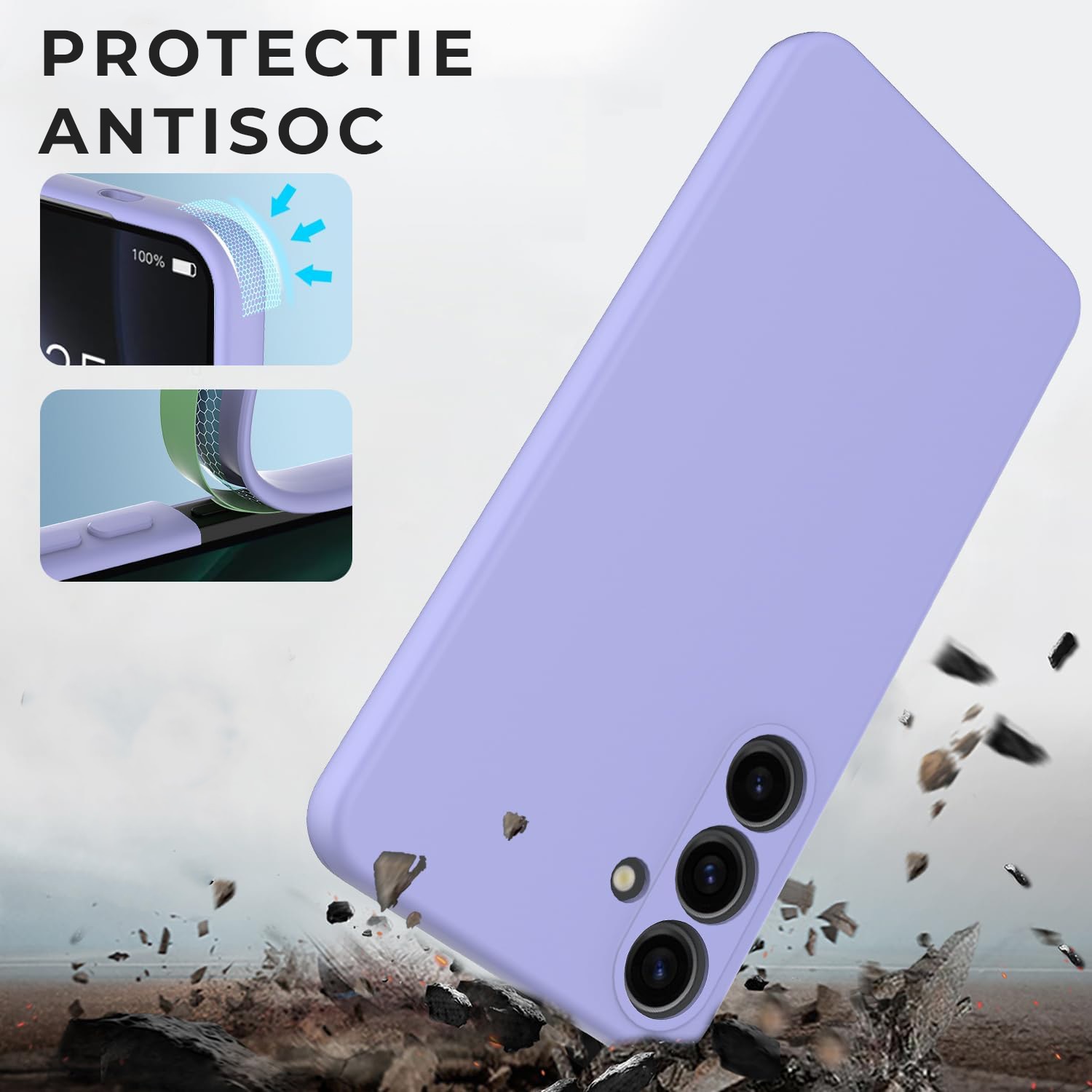 Husa pentru Samsung Galaxy S24 Plus Premium Silicon Daden®, Protectie Camera, Antisoc, Calitate Premium, Liliac