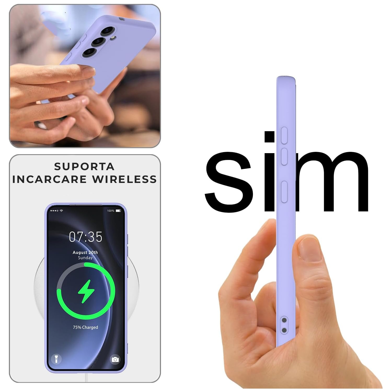 Husa pentru Samsung Galaxy S24 Plus Premium Silicon Daden®, Protectie Camera, Antisoc, Calitate Premium, Liliac
