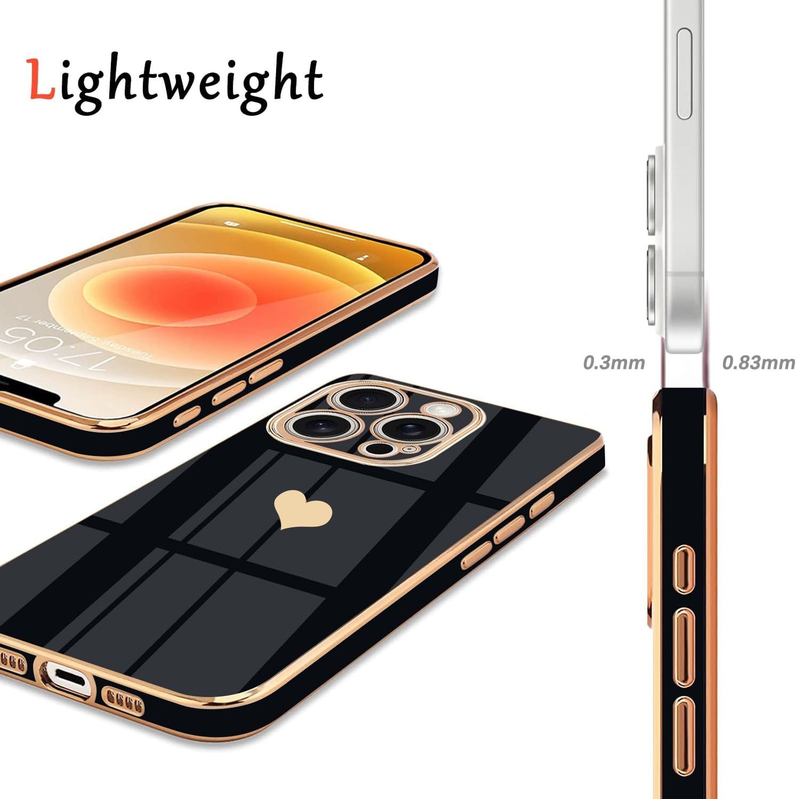 Husa telefon compatibila iPhone 15Promax, Hggzeg, Husa protectie, Antizgarieturi si rezistent la socuri, Margini ridicate pentru protectia ecranului, Protectie Camera, Usor de instalat, TPU, Negru