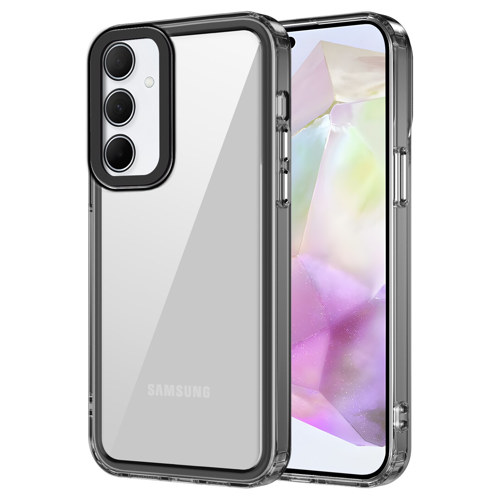 Husa pentru Samsung Galaxy A35, Husa telefon rezistenta la socuri si 2 folie securizata, Negru
