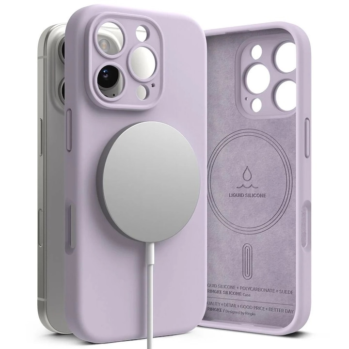 Carcasa Ringke Silicone Magnetic MagSafe compatibila cu iPhone 16 Pro Purple