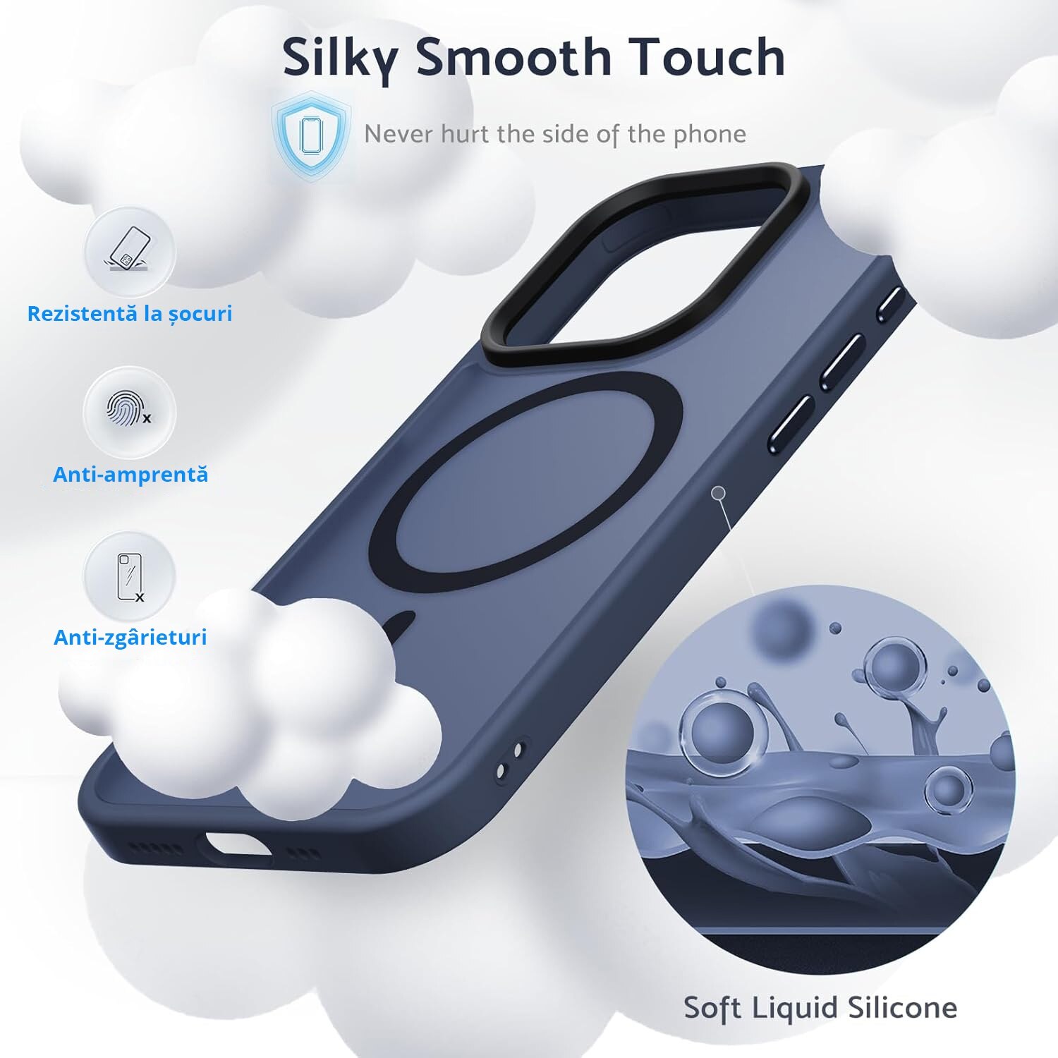 Husa pentru IPhone 16 PRO, MobileSmart MagSafe, Hybrid ultra slim, carcasa spate Antisoc, hardcase, Blue