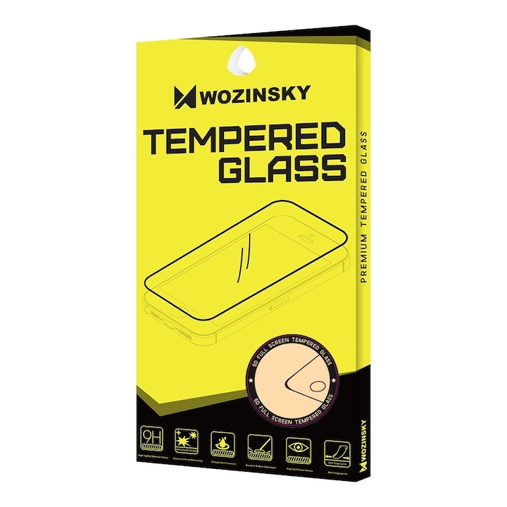 Folie Sticla Wozinsky, Tempered Glass 9H, Full Glue, Huawei P Smart (2021), Negru