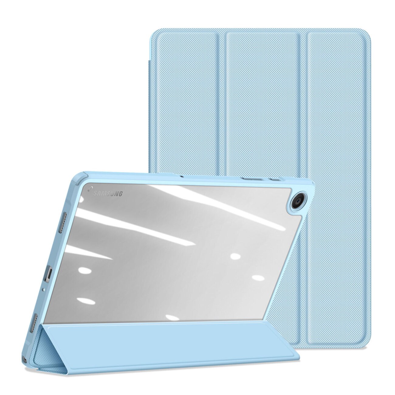 Husa premium pentru Samsung Galaxy Tab A8 (X200/X205), 10.5", Sigloo, interior de piele sintetica, suport Smart Pen, spatele din policarbonat transparent, rezistent la socuri, Blue