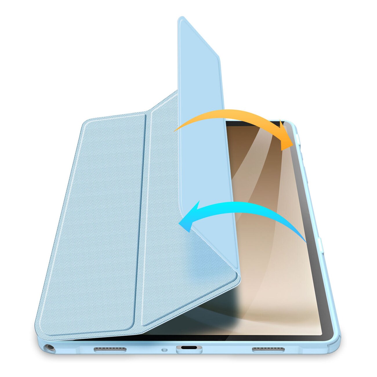 Husa premium pentru Samsung Galaxy Tab A8 (X200/X205), 10.5", Sigloo, interior de piele sintetica, suport Smart Pen, spatele din policarbonat transparent, rezistent la socuri, Blue