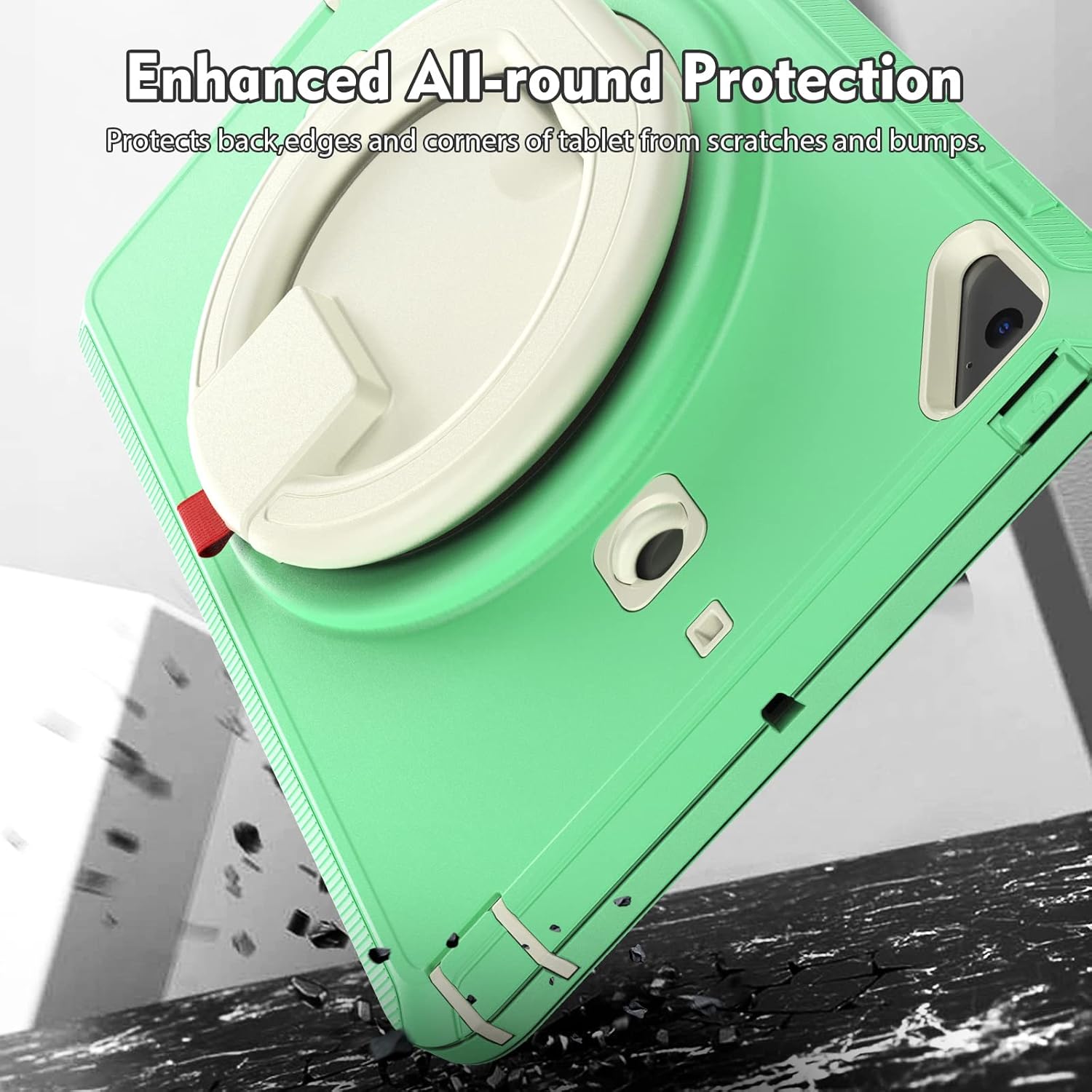 Pachet 360 Sigloo pentru iPad Mini 4/5 (2015/2019), 7.9" – Husa Shockproof Armor cu folie inclusa, curea de umar si suport rotativ, Verde