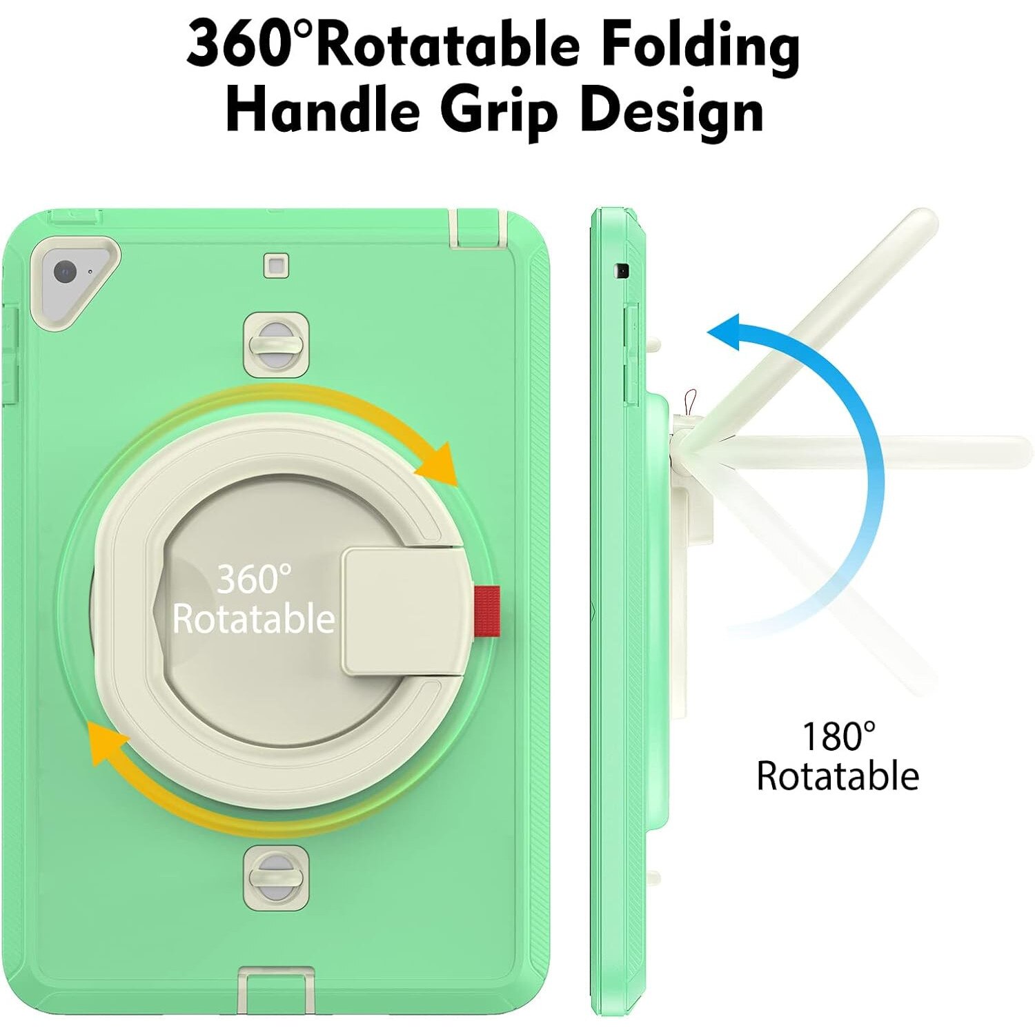 Pachet 360 Sigloo pentru iPad Mini 4/5 (2015/2019), 7.9" – Husa Shockproof Armor cu folie inclusa, curea de umar si suport rotativ, Verde