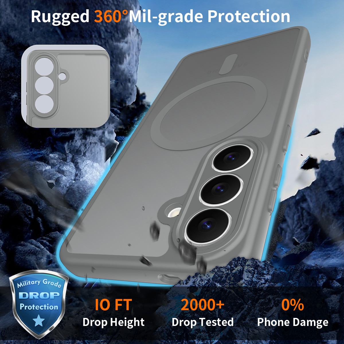 Husa de protectie pentru Samsung Galaxy S26, Omelivon, MagSafe, Protectie completa, Anti-Soc, Decupaje Precise, Incarcare Wireless, Materiale Premium, Gri inchis