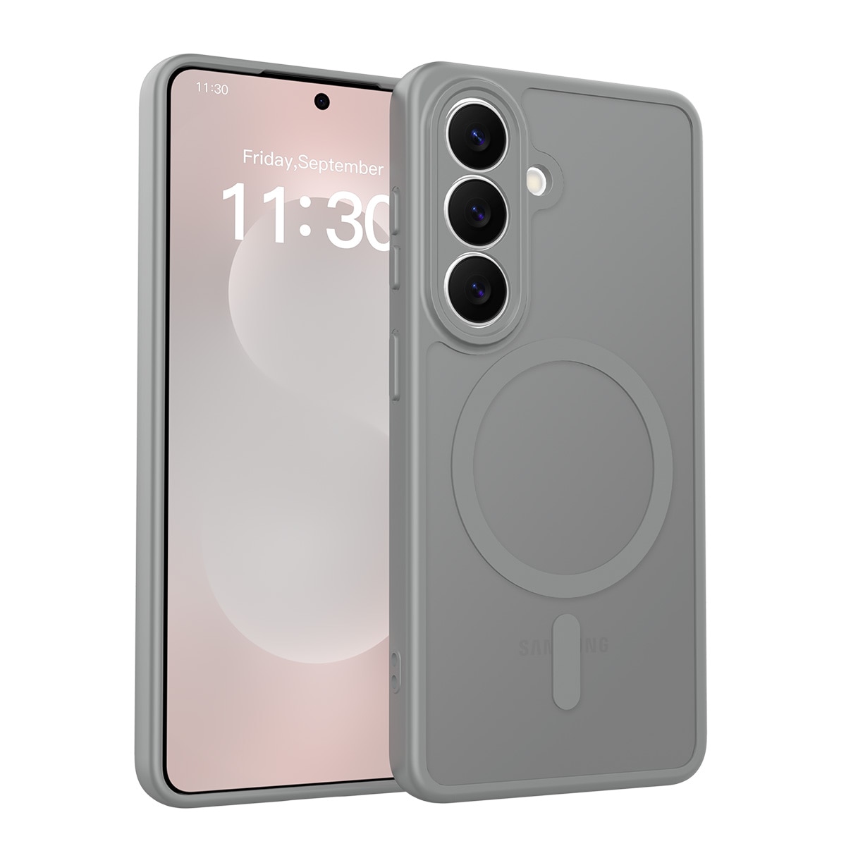 Husa de protectie pentru Samsung Galaxy S26, Omelivon, MagSafe, Protectie completa, Anti-Soc, Decupaje Precise, Incarcare Wireless, Materiale Premium, Gri inchis