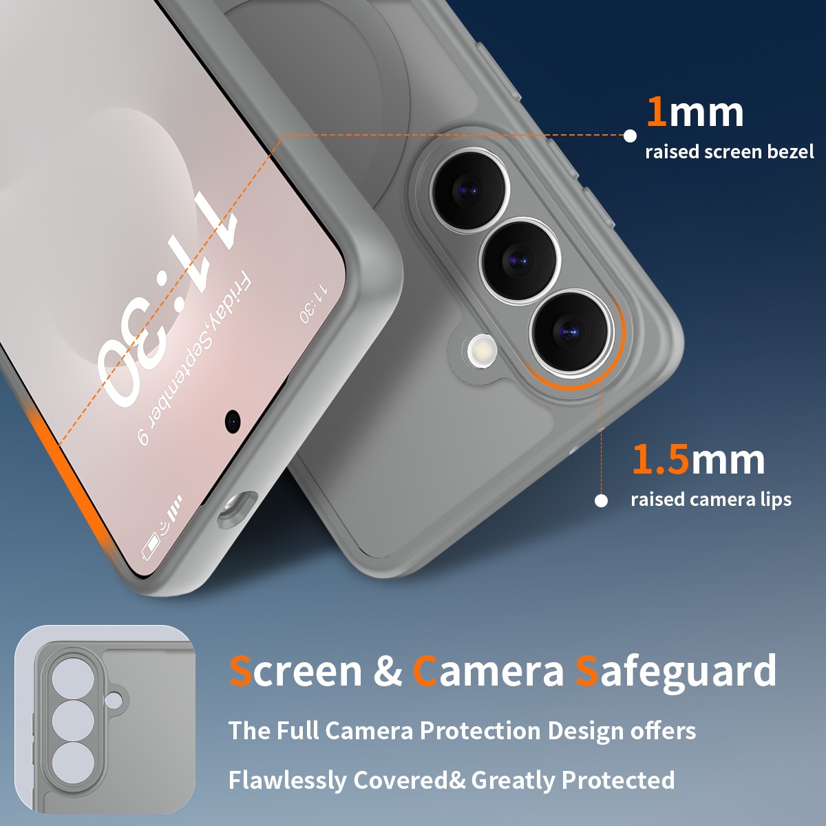 Husa de protectie pentru Samsung Galaxy S26, Omelivon, MagSafe, Protectie completa, Anti-Soc, Decupaje Precise, Incarcare Wireless, Materiale Premium, Gri inchis