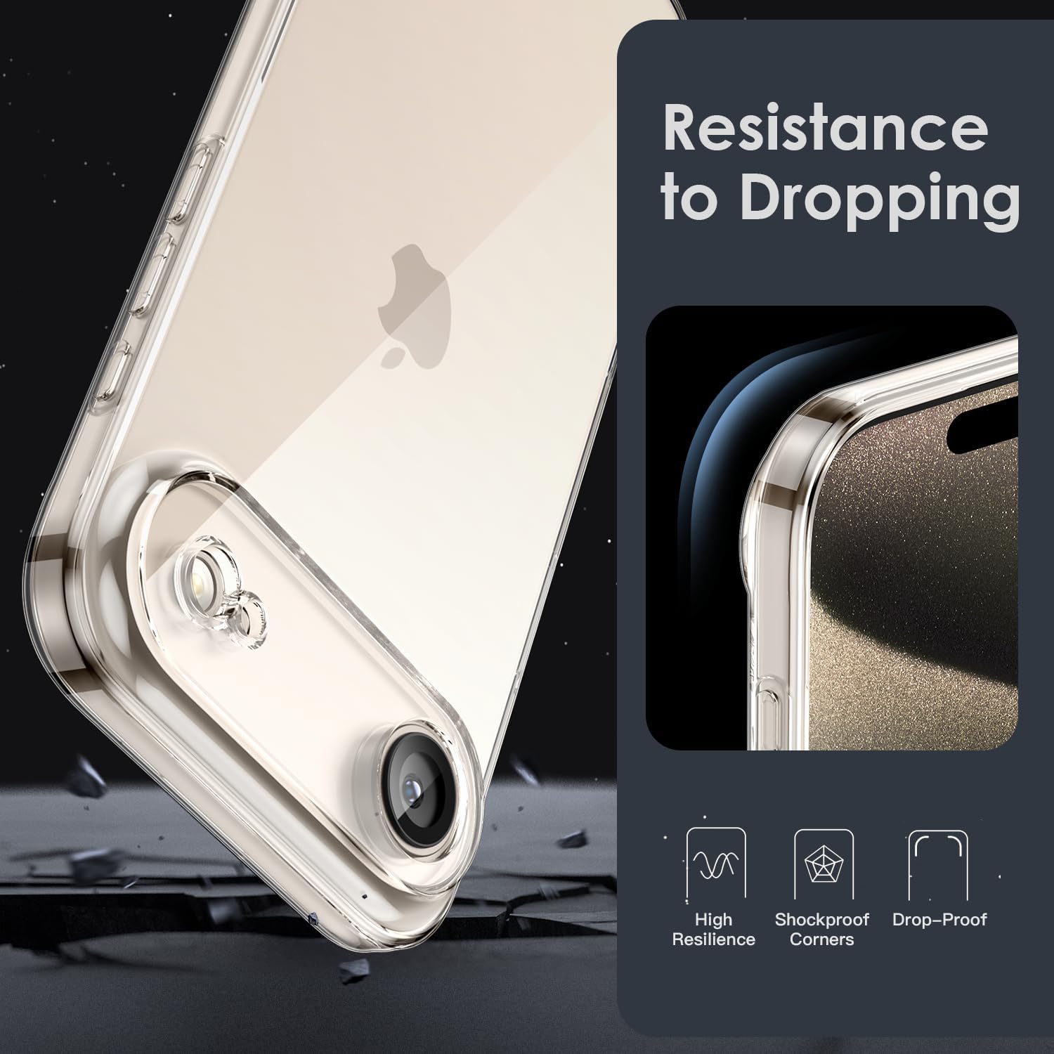 Husa protectie compatibila cu iPhone 17 Air, Ultra Slim, din silicon, cu protectie la camere, Transparent