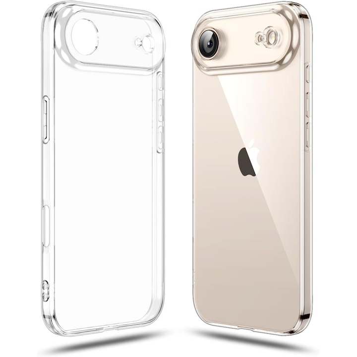 Husa protectie compatibila cu iPhone 17 Air, Ultra Slim, din silicon, cu protectie la camere, Transparent
