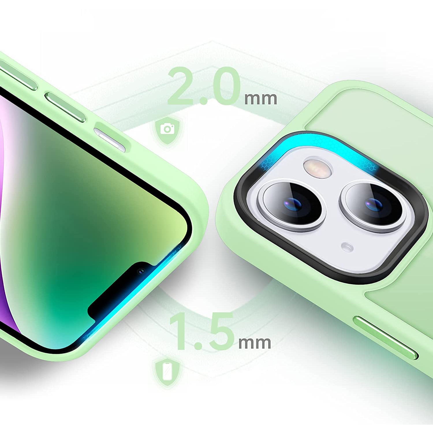 Husa pentru iPhone 13, MobileSmart, Hybrid ultra slim, carcasa spate Antisoc, Light Green