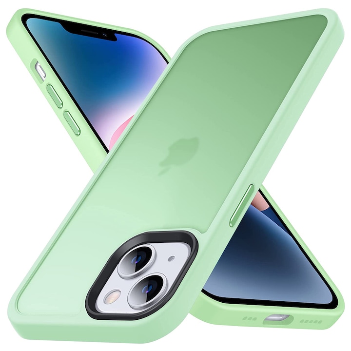 Husa pentru iPhone 13, MobileSmart, Hybrid ultra slim, carcasa spate Antisoc, Light Green