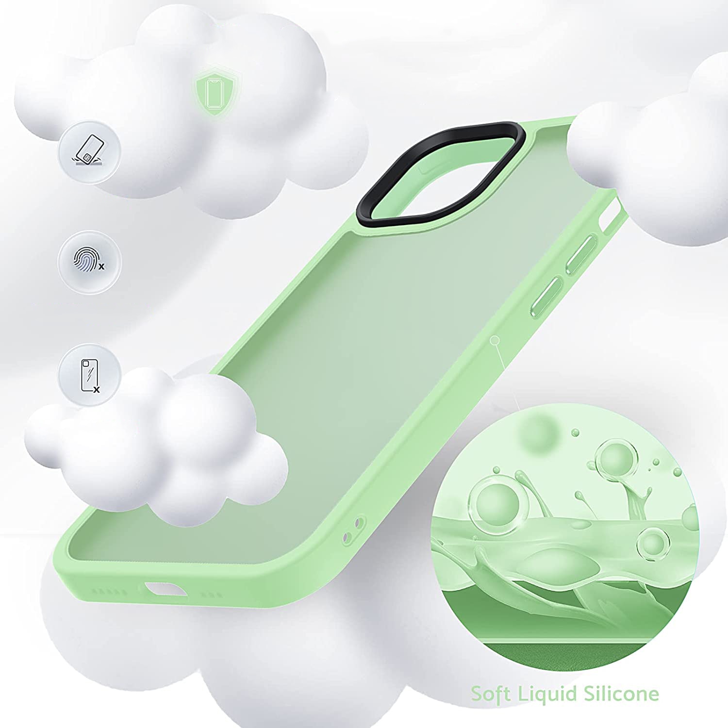 Husa pentru iPhone 13, MobileSmart, Hybrid ultra slim, carcasa spate Antisoc, Light Green