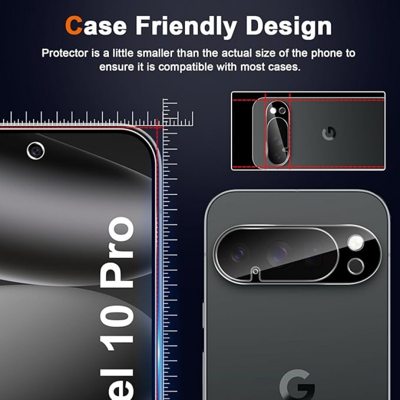 Set protectie completa compatibila cu Google Pixel 10 Pro: 2 Folii de sticla securizata si 2 Folii pentru lentile camera, transparent, 0.33mm