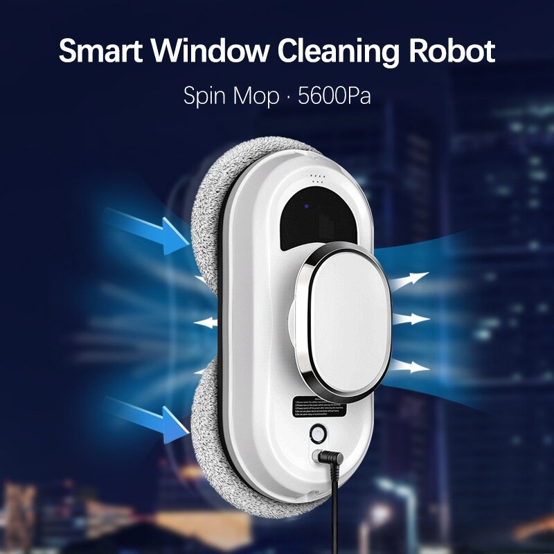 Robot de curatare a geamurilor, 90W, aspiratie 5600Pa, planificare inteligenta a traseului, protectie UPS, curatare eficienta, telecomanda, alb