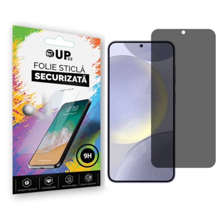 Folie Sticla Securizata Upzz Privacy, 9H, AntiSpy, Transparenta, Compatibila Samsung Galaxy S26
