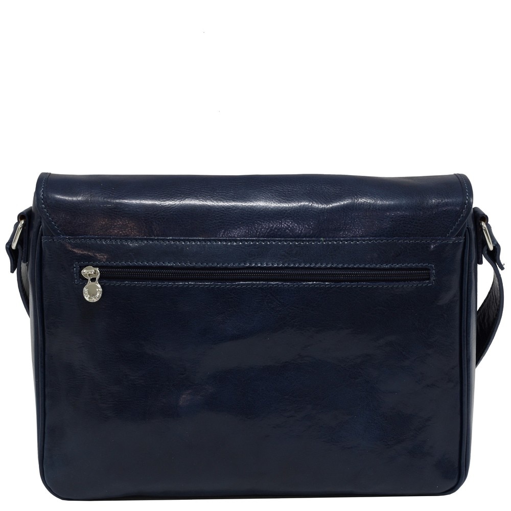 Geantă laptop Util Land, piele naturală, bleumarin, 36x7x27cm