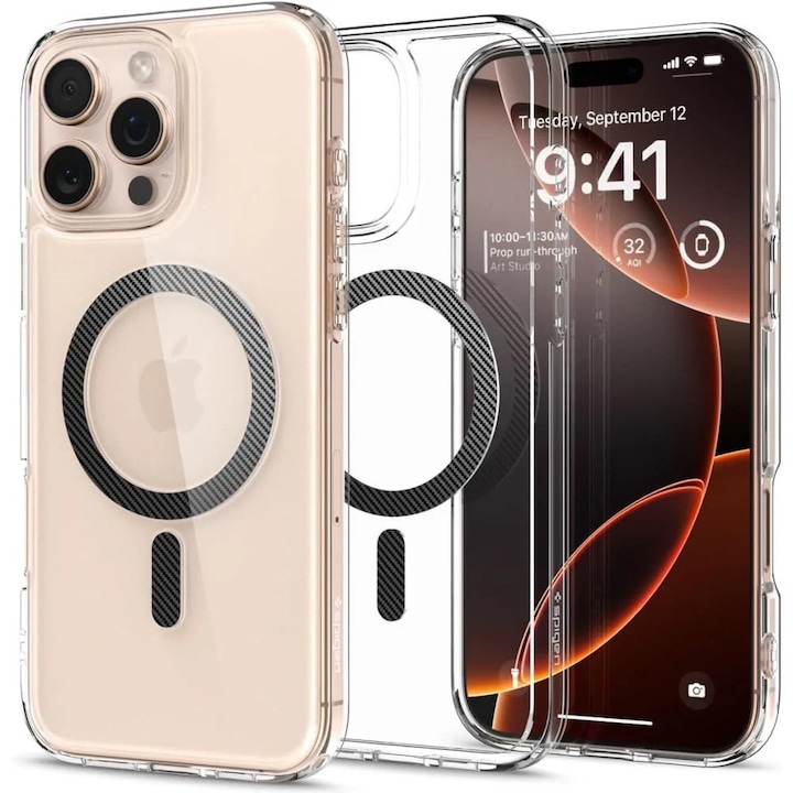 Husa pentru iPhone 16 Pro - Spigen Ultra Hybrid MagSafe - Carbon Fiber