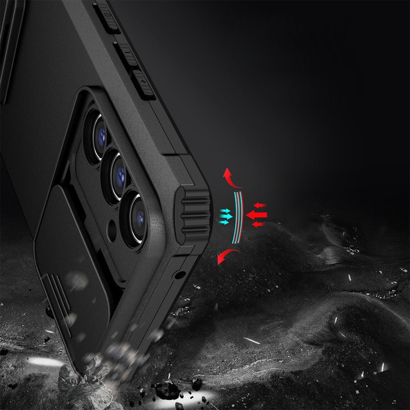 Husa telefon, pentru Samsung Galaxy S25/ alaxy S24, Fereastra glisanta, suport inovator, Alb mat