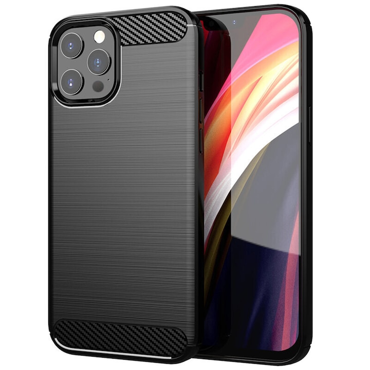 Husa de silicon, DIGIMAT, Anti amprenta, anti soc, compatibila cu Iphone 14 Pro Max - Negru
