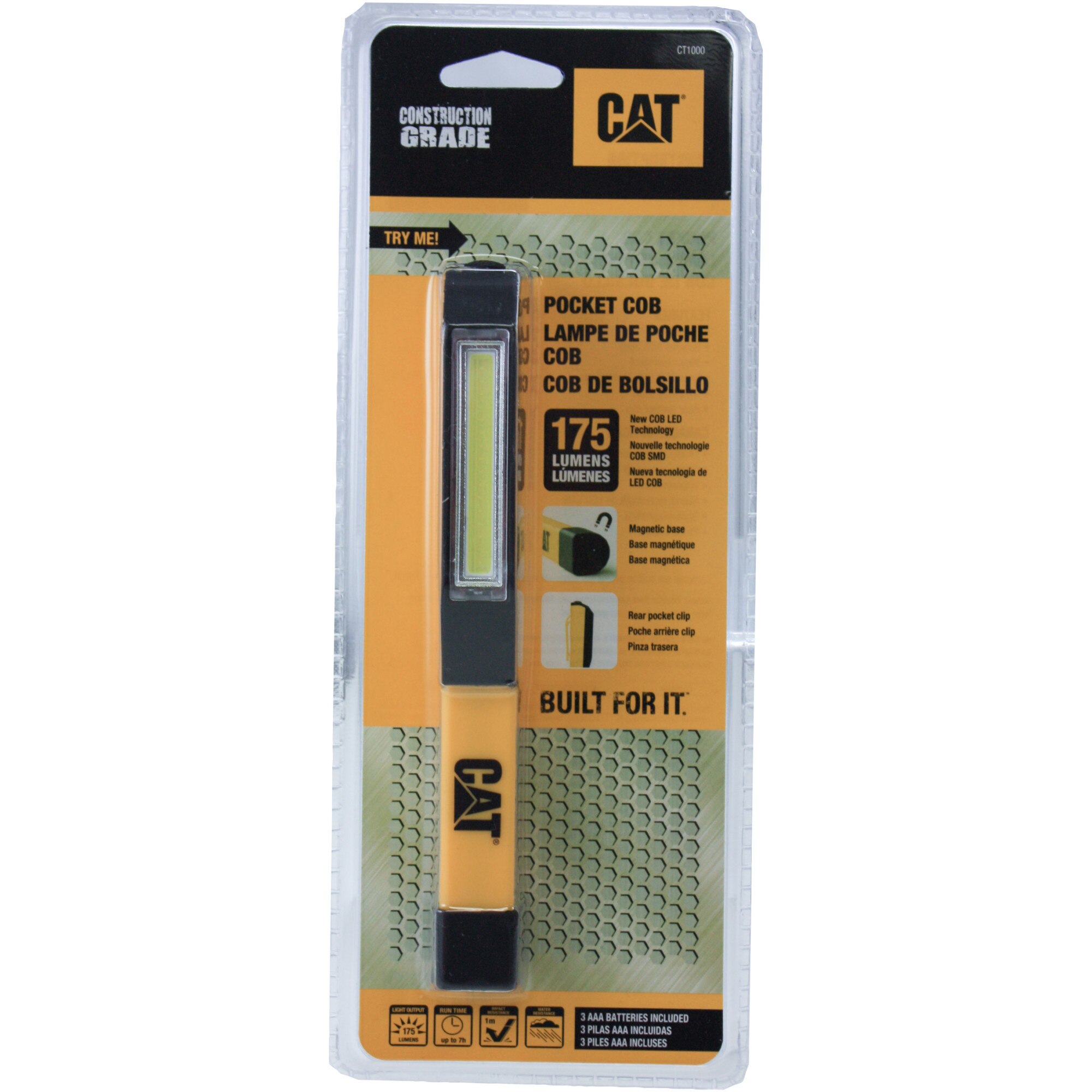 Lanterna CAT Pocket COB, 175lm, Yellow/Black