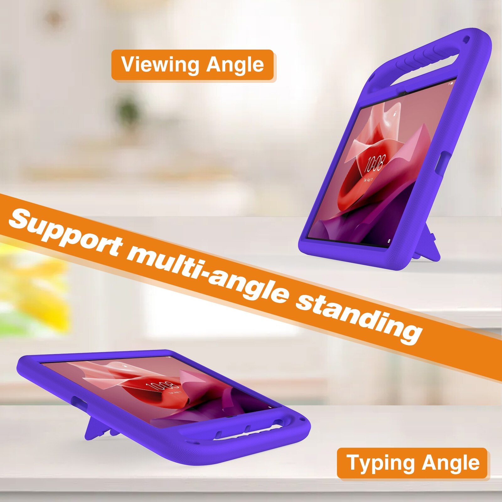 Husa tableta pentru Lenovo Tab P12 12.7, material EVA, cu maner si rezistenta la socuri, violet