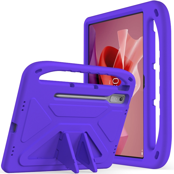 Husa tableta pentru Lenovo Tab P12 12.7, material EVA, cu maner si rezistenta la socuri, violet