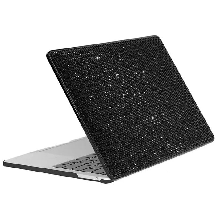 Husa Diamond, cu Strasuri, Compatibila cu MacBook New Pro 13", Design stralucitor, Protectie Anti zgarieturi, Negru