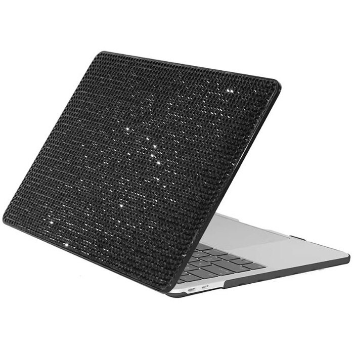 Husa Diamond, cu Strasuri, Compatibila cu MacBook New Pro 13", Design stralucitor, Protectie Anti zgarieturi, Negru