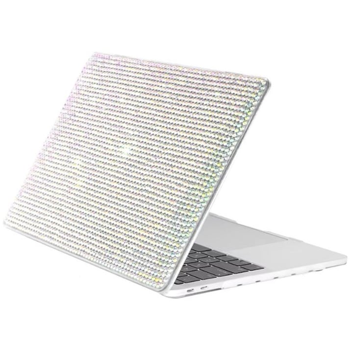 Husa Diamond, cu Strasuri, Compatibila cu MacBook New Pro 13", Design stralucitor, Protectie Anti zgarieturi, Transparenta
